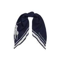 Zdjęcie Polo Ralph Lauren chusta bawełniana damska kolor granatowy wzorzysta 455917351