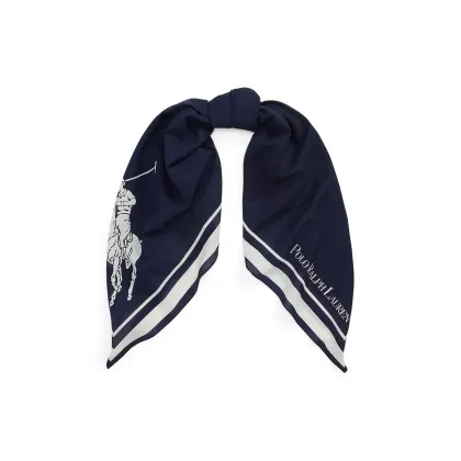 Zdjęcie Polo Ralph Lauren chusta bawełniana damska kolor granatowy wzorzysta 455917351