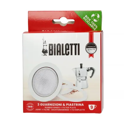 Zdjęcie Bialetti - Uszczelka (3 szt.) + sitko do kawiarek aluminiowych Bialetti 9tz BIALETTI