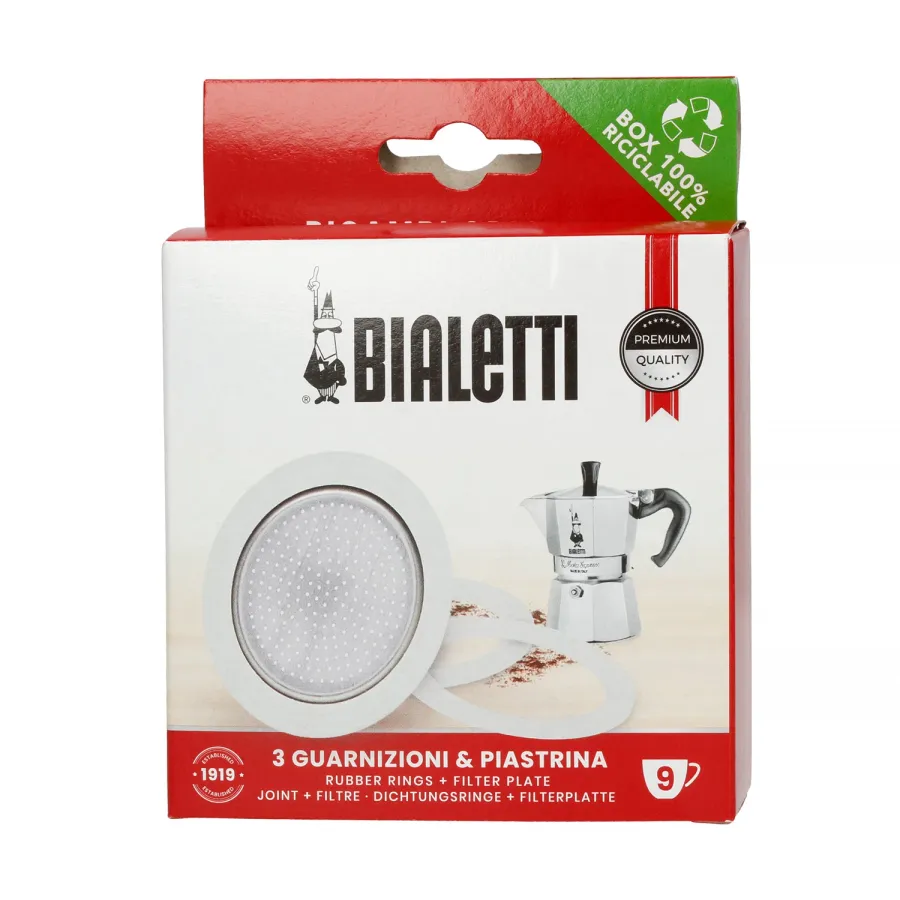 obrazek 1 Bialetti - Uszczelka (3 szt.) + sitko do kawiarek aluminiowych Bialetti 9tz BIALETTI