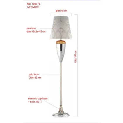 Zdjęcie Lampa podłogowa z kryształem ambra w komplecie z kloszem - Il Paralume Marina